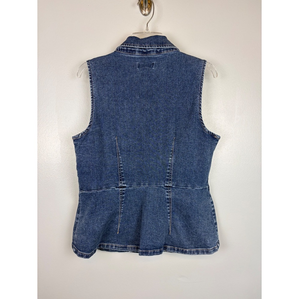 Nautica Denim Vest Button Front Blue Size Large Quiet Luxury Western Boho Top - Picture 5 of 5